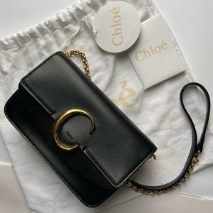 NWT Authentic Chloe C Black Leather Crossbody Bag
